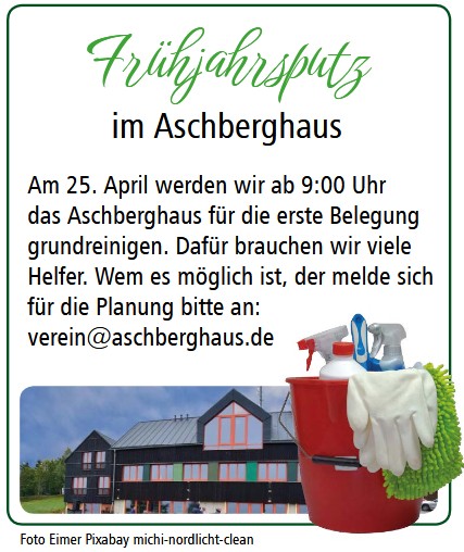 Einladung zum Frühjahrsputz am 25.4.